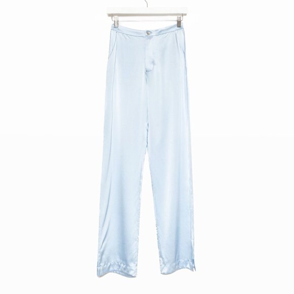 Sablyn Light Blue Silk Wide-Leg Button Fly Pants – Sample Style — Size XS - Picture 4 of 14
